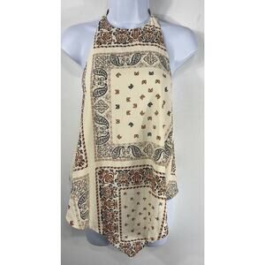 Anthropologie Cream and Brown Halter Top